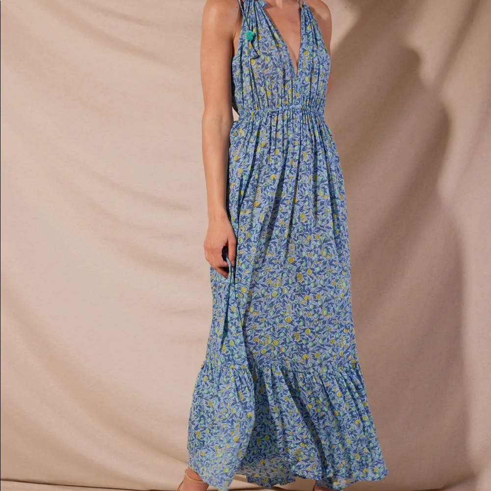 Poupette St Barth Rachel Dress in Blue Lemon Small NWOT
